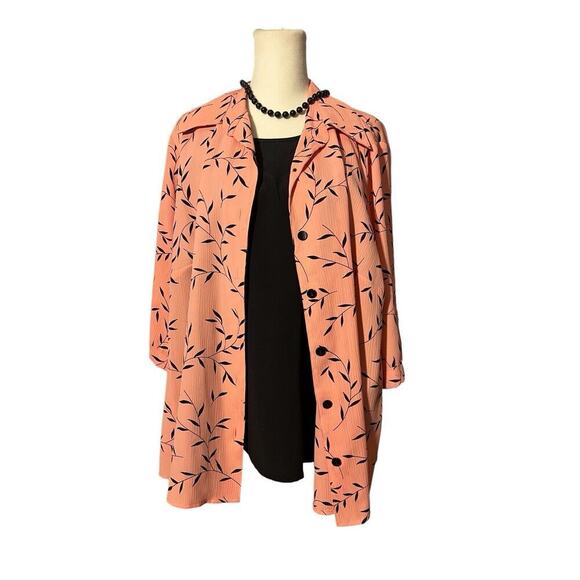 George Pink Blush Black Leaf Blouse Plus size 18W-20W Layered - Picture 1 of 9